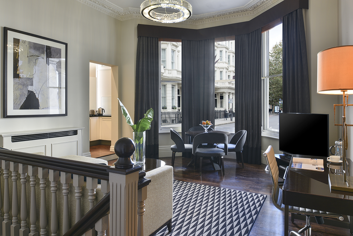 fraser suites kensington, london room detail two bedroom deluxe living area
