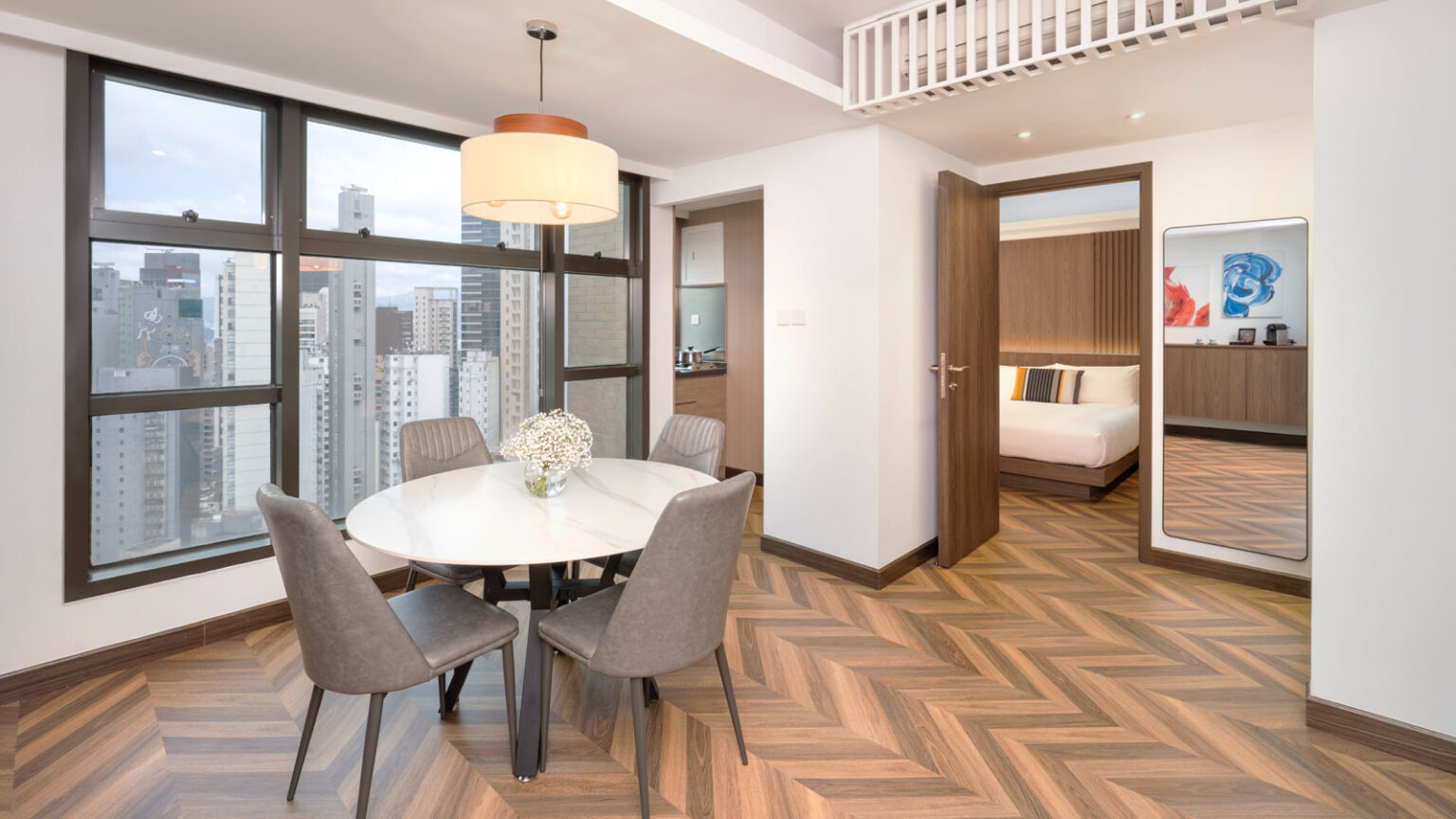 luxury one bedroom dining room kitchenette