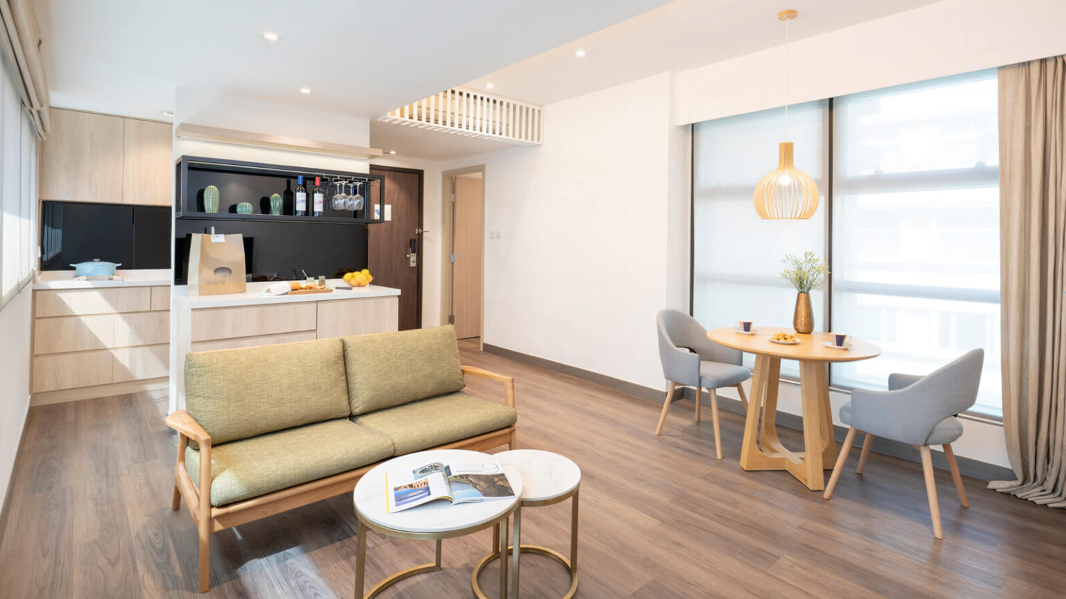 one bedroom living and dining room