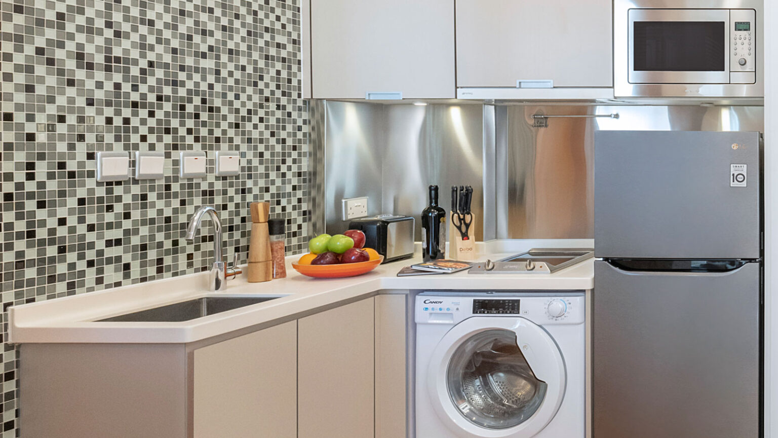 one bedroom with balcony kitchenette